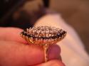 Lozenge shaped diamond sapphire ring